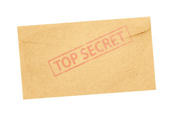 Brown Envelope Stamped with top secret seal isolated on white background