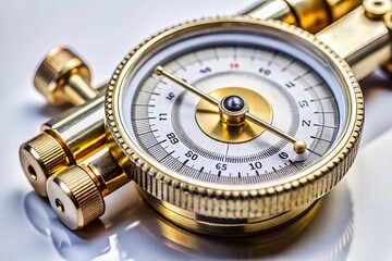 Vintage Imperial Measurement Micrometer on White Background - Macro Photography of Precision Tool, Measurement Equipment, Engineering Instrument, Scientific Instrumentation, Close-up Shot