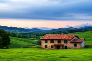 Obraz premium Stunning Long Exposure Landscape with Farmhouse