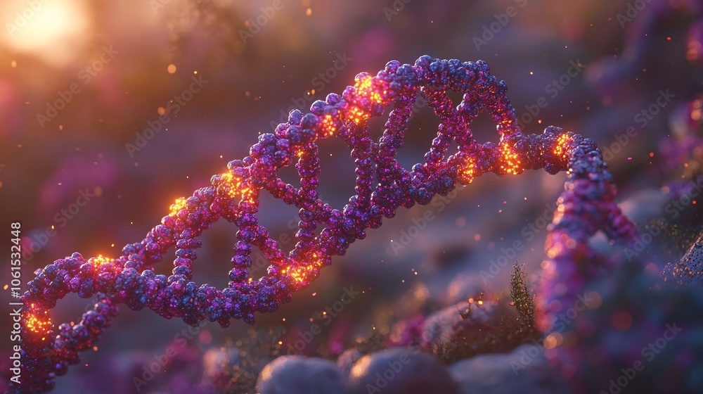 Fototapete holographic interface showing dna mutations and genetic variations, symbolizing future biotechnologi