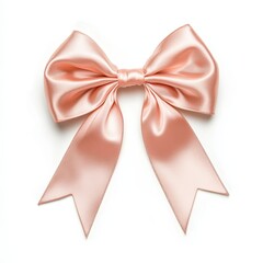 Naklejka premium Pink satin ribbon bow isolated on white, top view.