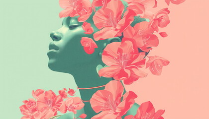 Woman Face with Floral Design