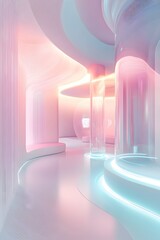 Parallel Self Career Counseling Center Guidance from Alternate Versions in a Futuristic Minimalist Architectural Aesthetic