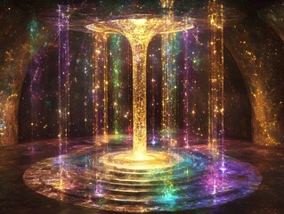 Obraz premium Shimmering Fountain of Transcendent Psychic Energy Mesmerizing Kaleidoscopic Portal to the Collective Unconscious