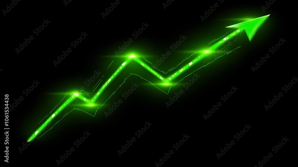 Poster Line graph of market indices with a trend of upward movement in green showing stock market recovery in a digital setup with empty space for text