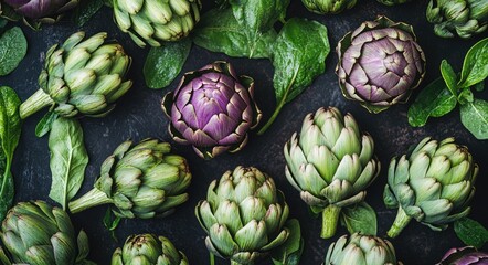 Fototapeta premium Vibrant Organic Artichoke Harvest for Healthy Mediterranean Cuisine