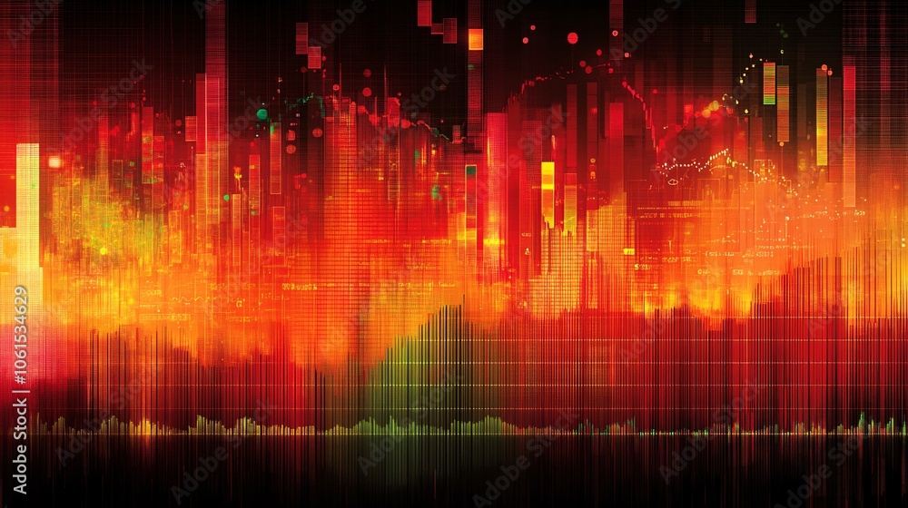 Aufkleber Stock market heat map with various sectors and color-coded performance levels, giving an overview of current market activity with empty space for text