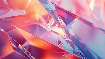 Abstract Bright Glass Geometry Background, 3D Rendering