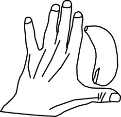 vector design of hand measuring banana in Doodle style