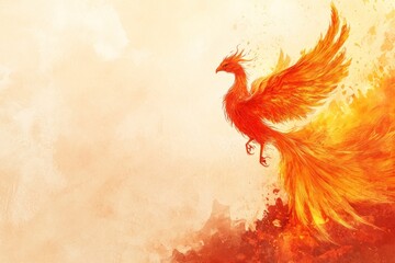 Obraz premium A vibrant phoenix rising from flames, symbolizing rebirth and transformation.