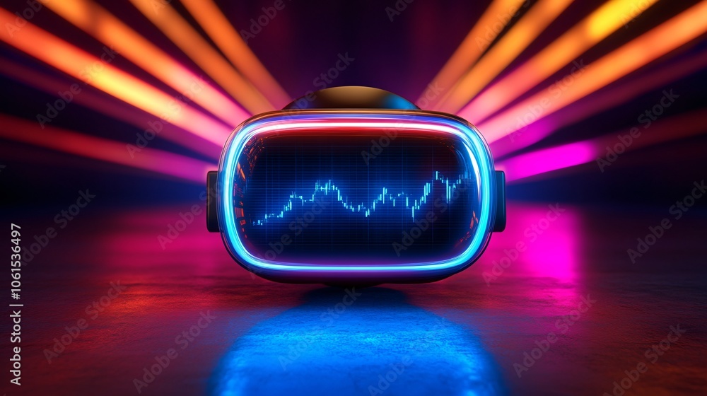Leinwandbilder Virtual reality interface showing financial data visualizations in an immersive digital environment, emphasizing user engagement and advanced data analytics with empty space for text