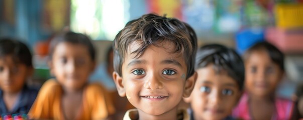 A group of young children in colorful clothing, beautifully captured in a natural setting.