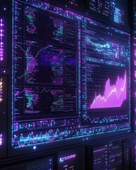 Obraz premium Stock market tickers with charts and graphs. Digital animation of stock market price changes. 4k animation. 