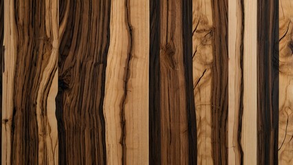 Fototapeta premium Exotic Zebrawood Grain Close Up: Luxurious High Contrast Brown Stripes