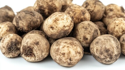 Freshly Harvested Dirty White Turnips Root Vegetables Organic Produce