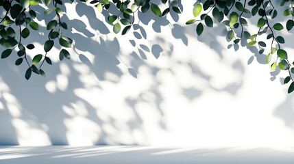 White wall with tree shadow, leaves, shadows, soft light, close-up, detail,