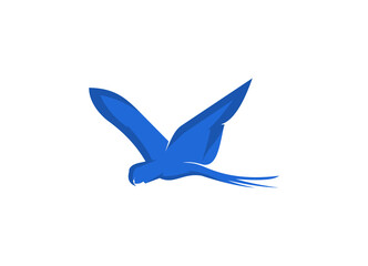 Awesome Flying Blue Bird Animal Outline Logo Design Vector Silhoutte