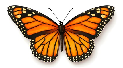 Fototapeta premium a realistic butterfly in flight, detailed wing patterns, soft shadows, photorealistic, isolated on white background