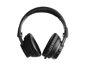 Folded Black Headphones Isolated on transparent Background, Ideal for Tech Product Mockups and Branding