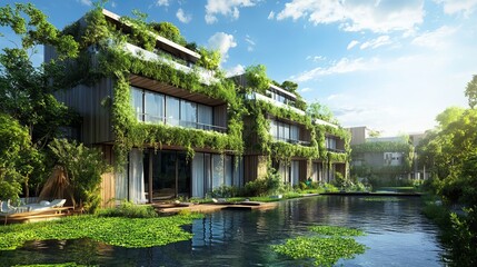 Obraz premium Integrating Real Estate with Ecology: Pioneering Sustainable Development Practices