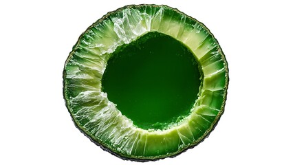 a realistic cross-section of avocado, textured pit, rich green tones, photorealistic, isolated on white background
