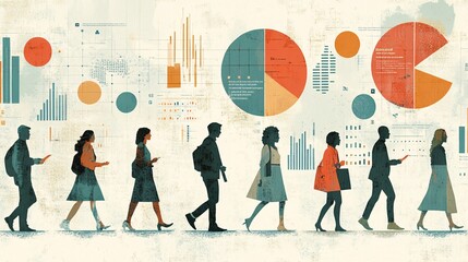 Illustration of influencer analytics with metrics on reach, engagement, and audience demographics, highlighting ROI in influencer campaigns with empty space for text