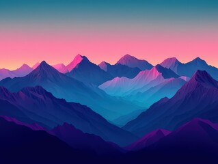 Fototapeta premium Serene mountain landscape at dawn showcasing vibrant colors and peaks
