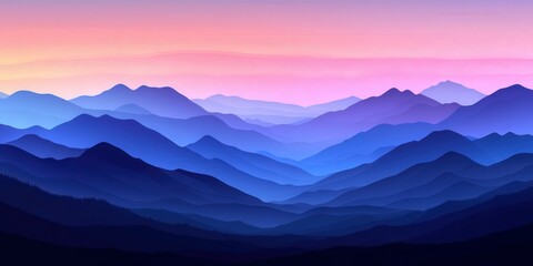 Fototapeta premium Majestic mountain range at dawn with vibrant hues in the sky
