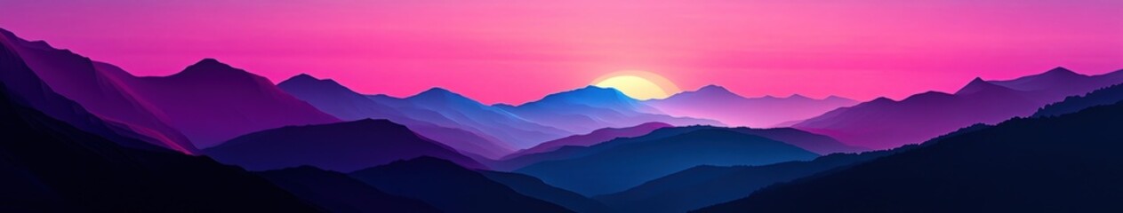 Fototapeta premium Stunning sunrise over layered mountains with vibrant purple and orange hues