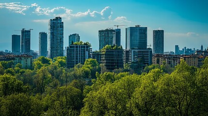 Obraz premium Milan’s Vertical Forest: Skyscrapers with Terrace Woods to Combat Urban Pollution