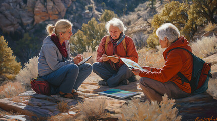 women leading active and healthy lifestyles, depicting them engaging in hobbies like hiking, painting, or participating in sports