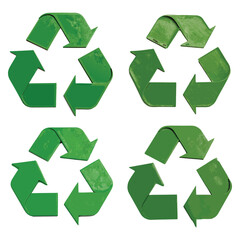 Obraz premium Set of Distressed Green Recycle Icons for Sustainability and Eco-Friendly Designs