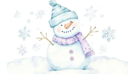 Adorable Snowman in a Snowy Winter Wonderland