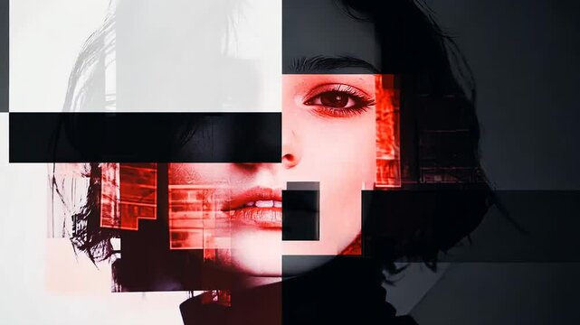 Abstract woman portrait with fragmented design elements