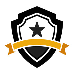 shield with star, shield and ribbon, shield with ribbon