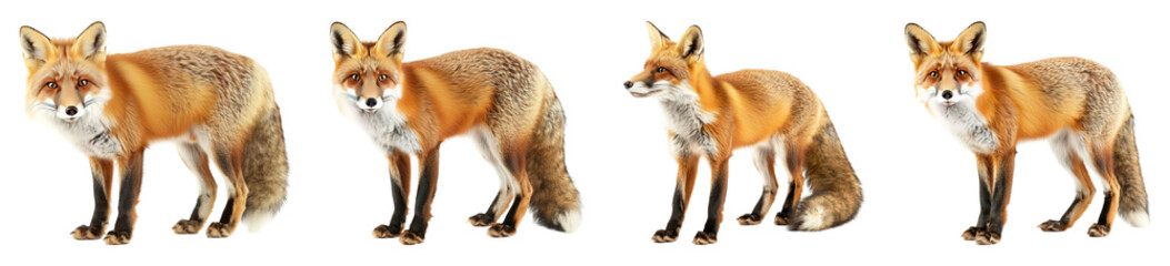 Obraz premium Set of fox isolated on transparent background, png, cut out