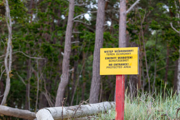 Forest Protected Area Sign Warning No Entrance Multilingual Nature Conservation