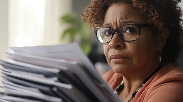 HR manager meticulously reviewing complaint files in a well-organized office setting, emphasizing the importance of fairness and thoroughness in workplace conflict resolution.