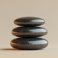 Stacked Zen Stone Pebbles on Neutral Background