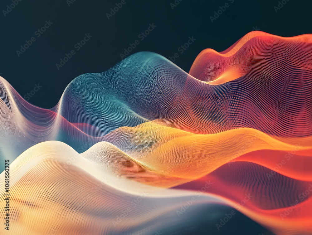 Poster a mesmerizing abstract wave pattern with vibrant colors and fluid shapes, perfect for backgrounds an