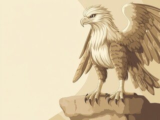 Obraz premium A majestic eagle perched on a rock, depicted in a stylized, minimalist art style.