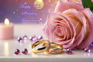 Happy 19th wedding anniversary. 19 years anniversary celebration.
