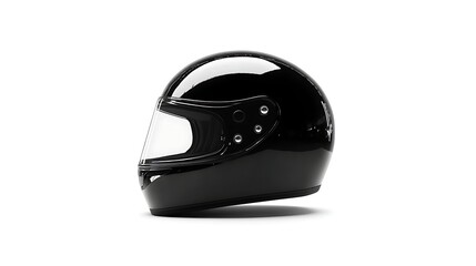 Vintage Black Helmet Side View on White Background