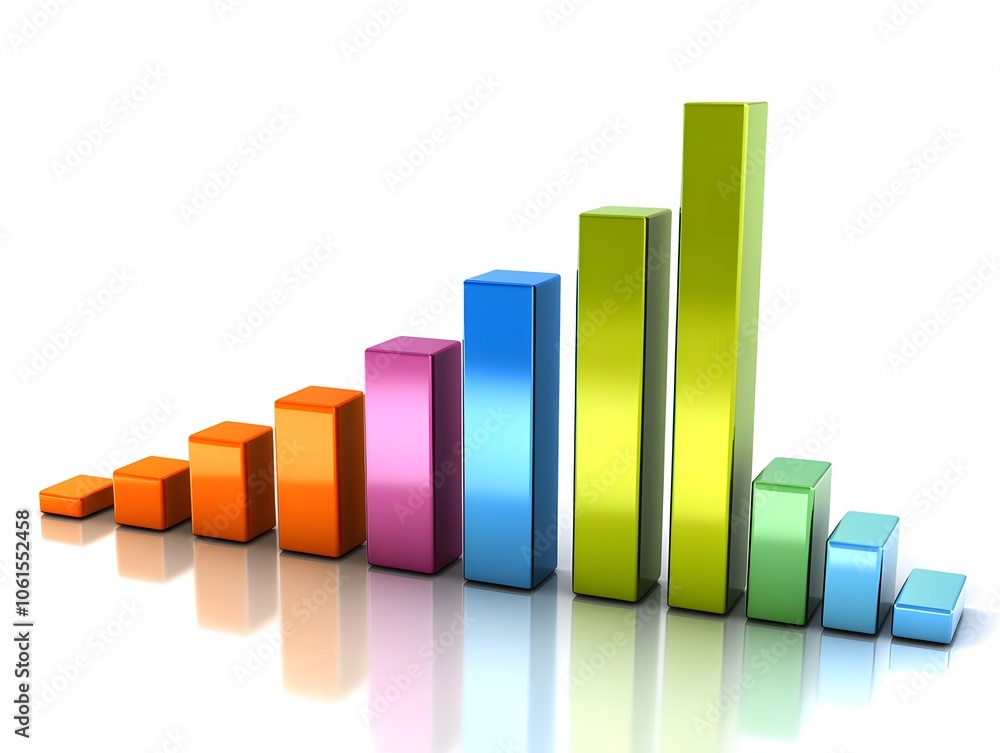 Poster colorful 3d bar graph depicting growth and progress in various sectors. ideal for presentations and 