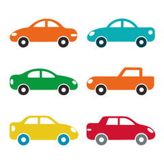 set of funny cartoon cars 