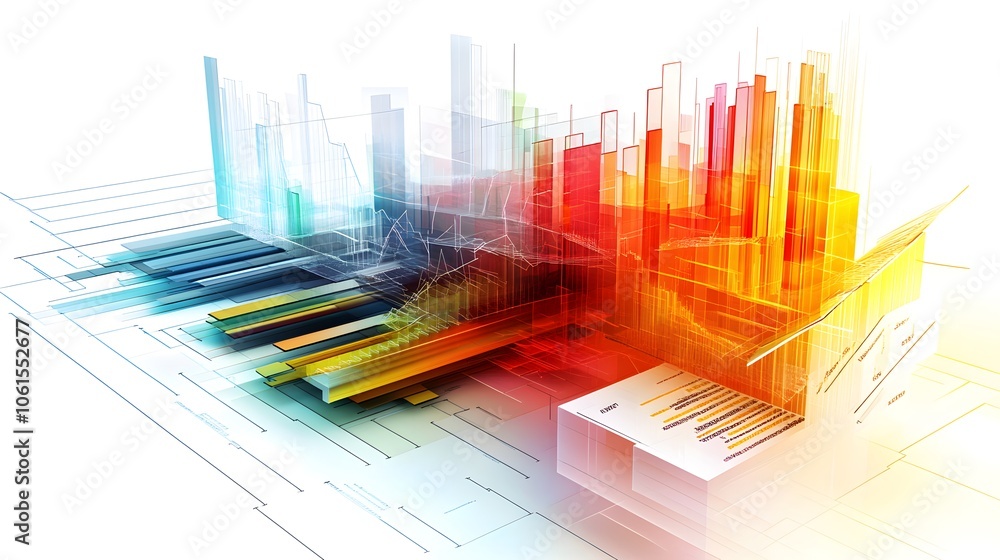 Poster dynamic and vibrant data visualization with colorful graphs and charts representing analytical insig