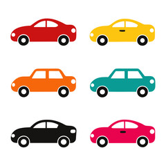 set of funny cartoon cars 