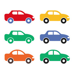 Fototapeta premium set of cars, set of car icons, set of funny cartoon cars 