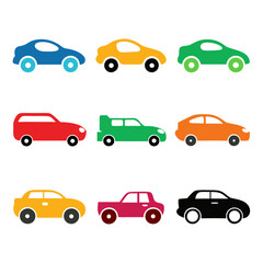 set of funny cartoon cars 