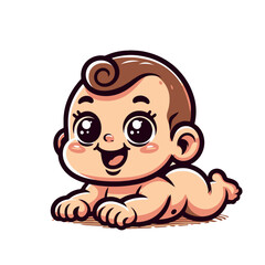 Fototapeta premium Cute little baby isolated vector illustration